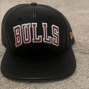 Black Bulls Cap with Red and White Embroidery
